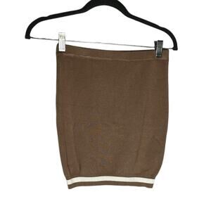 Superdown Beige & White Bonnie Varsity Mini Skirt Size XS